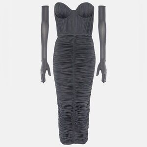 Alex Perry Crystal Sweetheart Midi Dress Iron